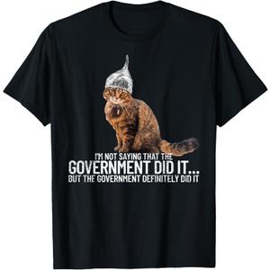 Conspiracy Cat Government Conspiracy Theory Tin Foil Hat T-Shirt 