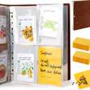 Seed Packet Organizer Binder, Garden Planner Packet with 25 Pack Clear Pocket Sleeves(Slot 3.9" x 5.5") 50Pcs Seed Storage Envelopes, Fit for Standard Seed Packets (Brown)