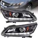 Headlight with LED DRL Compatible with 2013 2014 2015 Honda Accord Halogen Headlamp Replacement Driver & Passenger Side