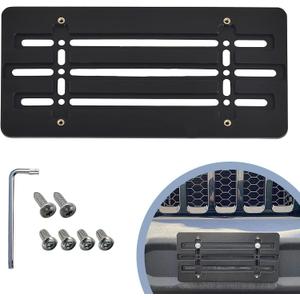 Front Bumper License Plate Bracket for Jeep 2000-2025, Plate Holder Set w 6 Unique Screw Bolts & Wrench Kit, License Tag Mounting Kit, Quality Plate Holders, Premium Car Accessories