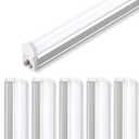 Barrina LED T5 Integrated Single Fixture, 4FT, 2200lm, 6500K (Super Bright White), 20W, Utility Shop Light, Ceiling and Under Cabinet Light, ETL Listed, Corded Electric with ON/Off Switch, 6 Pack