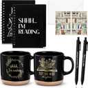 Book Lovers Gift 13oz Ceramic Coffee Mug Book Lovers Spiral Journal Notebook Bookish Greeting Card Ballpoint Pen School Librarian Appreciation Gift for Women Teacher Bookworm(10 Pcs,Vivid)