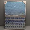 qanesec Beach With Umbrellas Canvas Wall Art Coastal Seascape Landscape Decor for Home or Office, Sea View Artwork, Gift Box Personalization Option