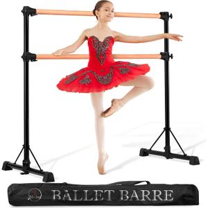 New & Improved 4 Ft Steel Double Ballet Barre with Carry Bag and Beginner Guide,Adjustable&Portable Ballet Barre for Home and Gym,Quality Ballet bar Anti-Wobble,Stretching Dance bar