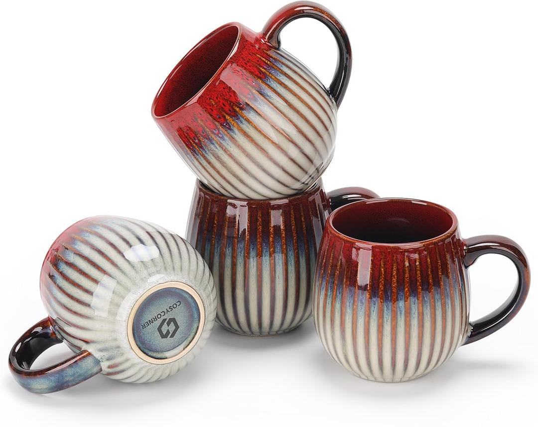 CosyCorner Ceramic Coffee Mugs Set, 17 oz Large Coffee Cups for Home and Office, Ceramic Cup for Coffee & TeaA4 pcs