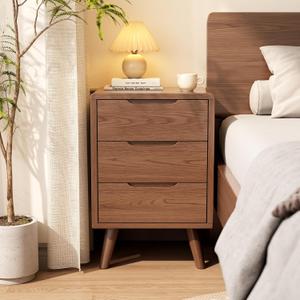 Tall Nightstand Walnut Night Stand with 3 Drawers Mid Century Modern Nightstand with Storage,Solid Wood Night Stand,Small Bedside Table for Bedroom,Living Room,Office,Walnut Bedside Table Tall Nightstand Walnut Night Stand with 3 Drawers Mid Century Modern Nightstand with Storage,Solid Wood Night Stand,Small Bedside Table for Bedroom,Living Room,Office,Walnut Bedside Table