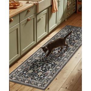 Washable Runners for Hallways Kitchen Rug: 2'6"x8' Runner Rugs Stain Resistant Non Slip Low Pile Boho Carpet Runners for Hallways Bedroom Entryway Indoor Beside Bathroom Laundry Room