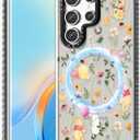 Toycamp for Samsung Galaxy S25 Ultra Case - Compatible with MagSafe Women Girls Cute Phone Cover Magnetic with Shockproof Protective Girly Aesthetic Designer for Samsung S25 Ultra Case, Cartoon Floral