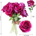 10-Pcs Artificial Rose Bouquets Faux Flowers with Flannel and Silk-Like Touch Highly Realistic Handmade Ideal for Home Office Wedding Hotel Festival Party Decorations Gifts Props (Fuchsia)