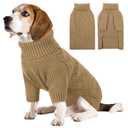 SUNFURA Dog Sweater, Medium Dog Sweaters Doggie Pullover for Fall Winter, Fleece Pet Christmas Sweaters for Holiday, Warm Turtleneck Knitwear for French Bulldog, Boston Terrier, Camel, M