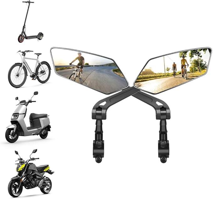 360° Rotatable Adjustable Bicycle Rearview Mirror, 2025 New Bike Mirror Handlebar Mount, Bicycle Mirrors for Handlebars, Wide Angle Bike Rear View Mirror for Motorcycle Scooter (1 Pair) 
