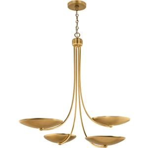 Kichler 32 Inch Palmela 4 Light Soft Modern Chandelier in Lacquered Brass, (30.5" H x 32" Dia), 52855LBR, 32 Inches - 2 Tier
