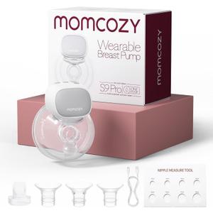 Momcozy S9 Pro Upgraded Wearable Breast Pump, Hands-Free Design with Extended Battery Life & LED Display, Double Electric Portable Pump with 2 Modes & 9 Levels, 24mm, 1 Pack, Gray