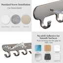 2 Pack Key Holder for Wall,Key Hooks with 6 Hooks, Strong Adhesive Key Rack Holder Wall Mount,No Drilling Required,for Corridor, Living Room,Kitchen, Bathroom, Garage (Grey)