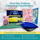 Variety Cleaning Cloth & Sponge Set  7 Items: 2 Swedish Dishcloths, 2 Compressed Cellulose Sponges, 2 Glass Cleaning Cloths, 1 Mesh Wire Scrubbing Cloth | Low-Waste, Plant-Based Essentials