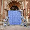 6pcs Flower Wall Backdrop 16.5"x16.5" Artificial Floral Panel-Blue