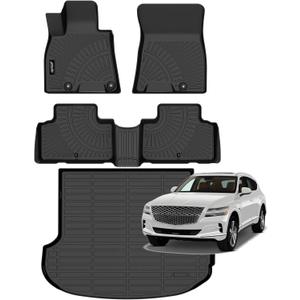 Jenofa-Floor Mats for Genesis GV80 2021-2026 (Only 5 Seats) Car Mats Cargo Mat Fit GV80 (No EV) All Weather Non-Slip Waterproof Durable Rubber Floor Liner Accessories Full Set