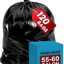 120 Count 55 Gallon Contractor Garbage Bags, Heavy Duty & Tear-Resistant Commercial 55 Gallon Black Trash Bag, Super Sturdy Large Trash Bags, Construction Bag for Commercial, Outdoor, Lawn and Leaf