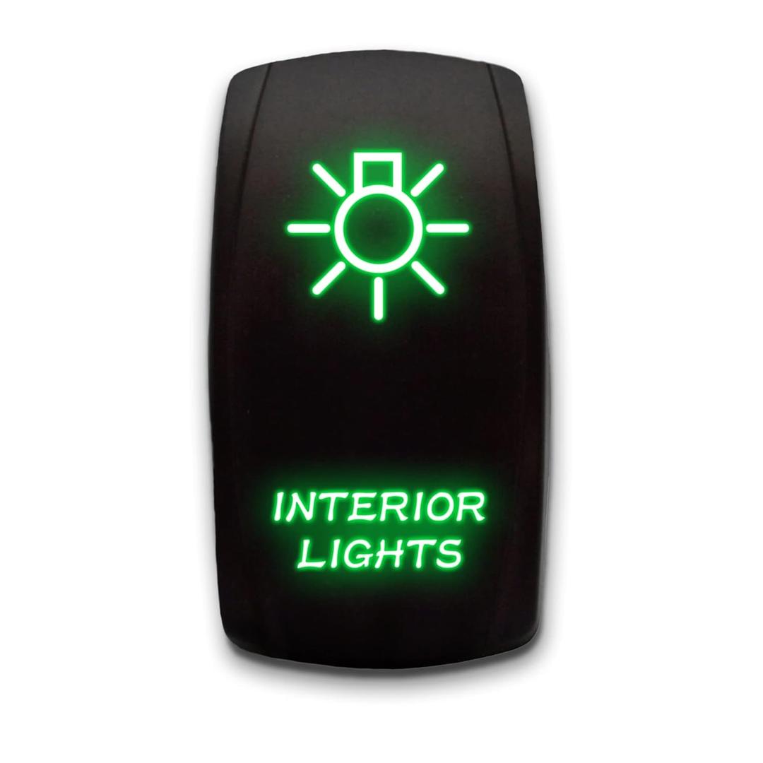 Interior Lights - Green - Switch Dual Light - STARK Laser Etched LED Rocker - 20A 12V ON/Off 5-PIN