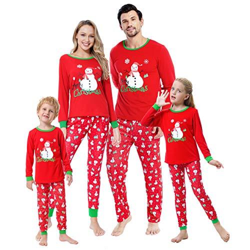 YIJIU Christmas Pajamas for Family Holiday Snowman Sleepwear Long Sleeve Xmas Nightweart,Snowman,Women-L