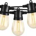 SUNTHIN Outdoor String Lights, 48FT Patio Lights with 16 LED Shatterproof Bulbs for Outside, Backyard, Deck, Porch, Garden, Bistro, Cafe, Party (Black)