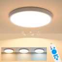 11.8 Inch Motion Sensor Ceiling Light with Remote, 24W Wired Flush Mount Light Fixture, 3000K/4000K/6000K 2400LM Motion Sensor Lamp Indoor for Closet Hallway Laundry Pantry(White)