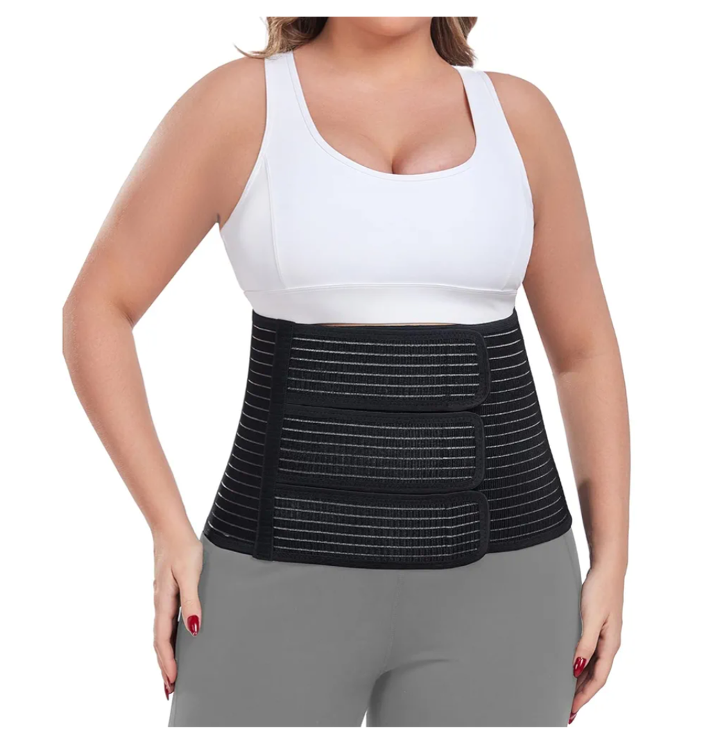 ChongErfei Postpartum Belly Band Abdominal Binder (Black, S/M)