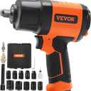 VEVOR 1/2-Inch Air Impact Wrench - High Torque 1400 ft-lbs - Lightweight 4.6 lb - Includes 11-Piece CR-V Steel Impact Socket Set & Carrying Case