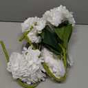 PARTY JOY 5PCS 15.4In Artificial Hydrangea Silk Flowers Bouquet Faux Hydrangea Stems for Wedding Centerpieces Home Decor (White, 5)