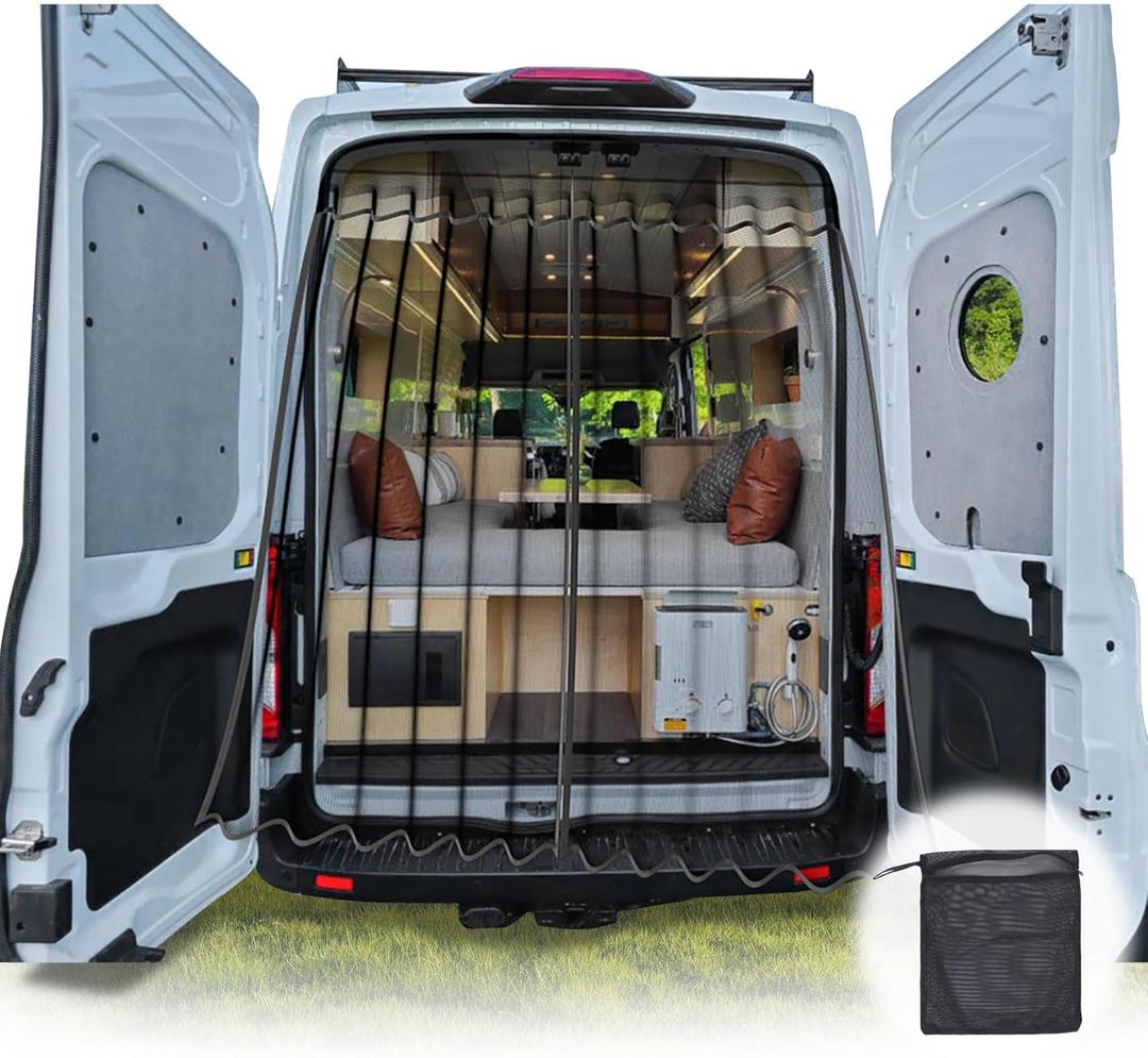 83''H x 59''W Magnetic Van Bug Screen Fit for Mercedes Sprinter, Ford Transit Medium & High Roof Side and Rear Door, Sliding Door Magnetic Mosquito Net for Van