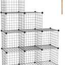 C&AHOME Wire Cube Storage, 9 - Cube Organizer Metal C Grids, Modular Shelves Units, Closet Organizer, Ideal for Home, Office, Living Room, 36.6”L x 12.4”W x 48.4”H, Silver Gray UWCS3009G