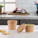 GUSTO [8 oz. - 25 Count Kraft Paper Food Containers with Vented Lids - To Go Hot Soup Bowls, Disposable Ice Cream Cups, Ideal for Hot and Cold Foods - (Formerly Comfy Package)