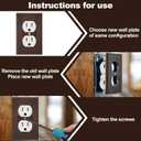 Pinkunn 10 Pack Walnut Wood Light Switch Cover Plate Boho Brown Wooden Outlet Covers Decorative Vintage Switch Wall Plates for Bedroom Kitchen Home Decor (Retro Sunburst,Double Hole)