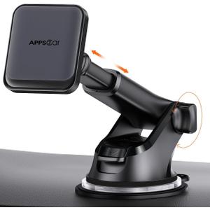 APPS2Car for MagSafe Car Mount, Magnetic Phone Holder for Car with Suction Cup, 17 Strong Magnets & Adjustable Arm, Dashboard & Windshield Phone Mount Compatible with MagSafe Case iPhone 1217 Series