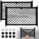 BUMBEE Mesh Cargo Net, Envelope Netting, Elastic Pocket Pouch Bungee Organizer for Car Seat Back RV Wall Trunk, Hooks & Screws Included(17.7'' x 9.8'')