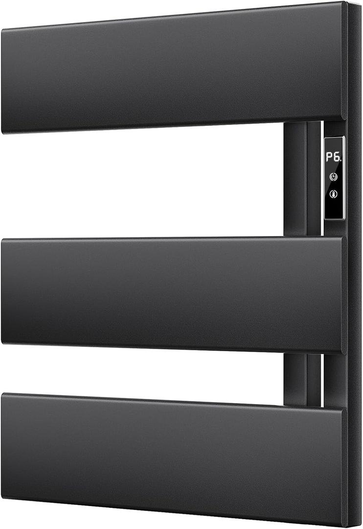 Electric Towel Warmer with Smart LED Timer, Modern [3] Bar Large Panel Heated Towel Rack, Wall-Mounted Plug-in/Hardwired 2-in-1, Rapid Warmth for Bathrooms, [Matte Black]
