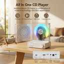 Mydash Desktop CD Player with Bluetooth 5.4 Transmitter & Receiver, FM Radio, Ambient Lighting, Sleep Timer, HiFi Speakers, Aesthetic Home Audio System for Kpop & Audiophiles, White
