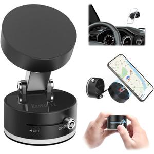 Vacuum Magnetic Phone Holder with Metal Ring Compatible with iPhone 17 All Phone, Portable Universal Collapsible Magnetic Phone Stand, Car Mount with Strong Suction Cup