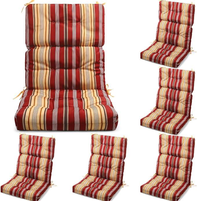 Suzile 6 Pcs Outdoor High Chair Cushion Waterproof Patio Seat Back Cushion 21 x 44 x 3(H) '' Rocking Chair Cushion Cover Thickened Patio Chair Pad for Indoor Outdoor Patio Garden (Bright Color)