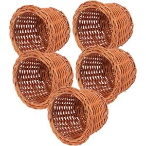 5Pcs Mini Woven Rattan Doll House Accessories Small Wicker Basket Set for Kids Imaginative Play Room Decor Photo Decoration 3.14 Inch