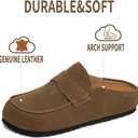 Suede Clogs for Women Genuine Leather Mules with Tassel Fringe Comfort Cork Foot bed Women's Slip On Casual Shoes Closed Round Toe Slides with Arch Support, 8