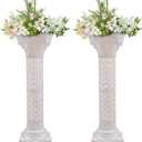 2Pcs White Decorative Roman Wedding Columns 35.4inch Tall Elegant Wedding Roman Column Pillars Set Flower Pot Columns Pedestal for Party Event Garden Outdoor Indoor Decor (2)