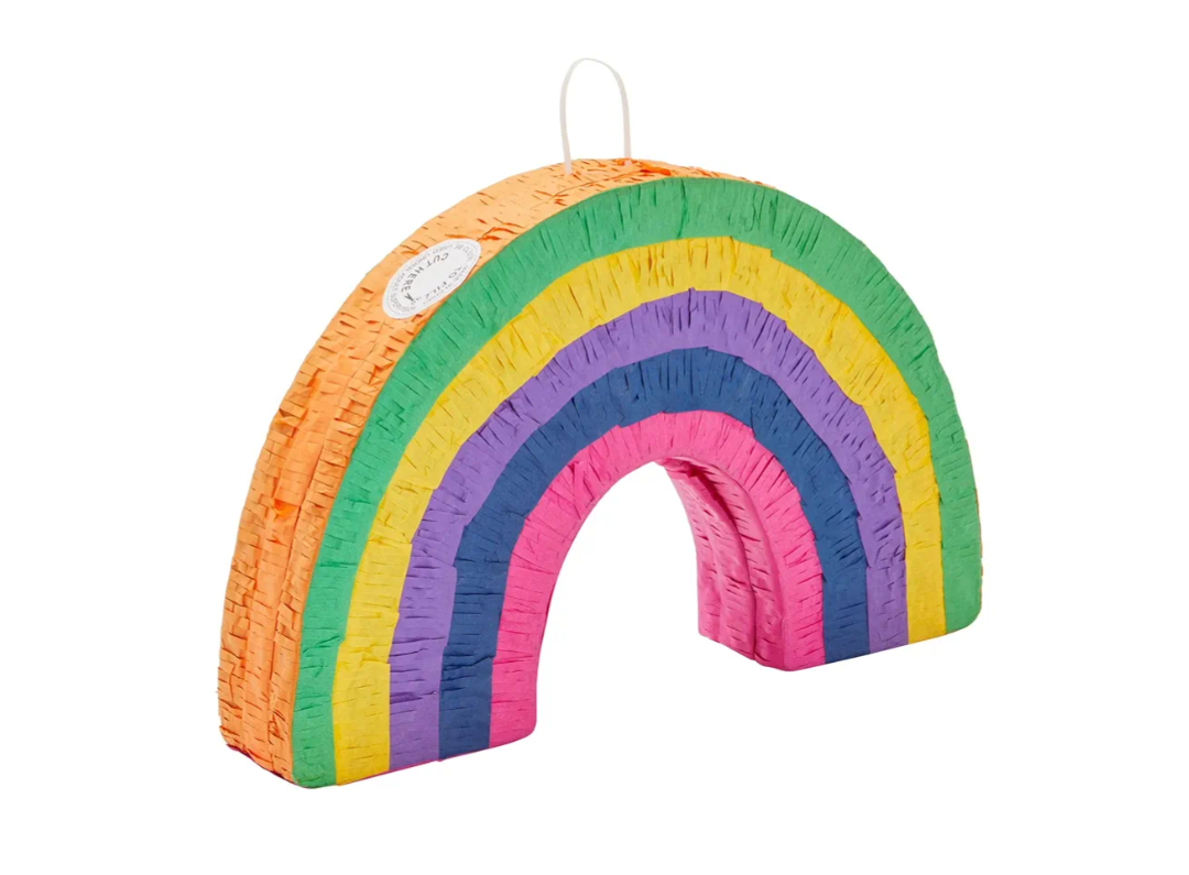 BLUE PANDA Rainbow Pinata - Small 16.8 x 3 x 10.7 in Rainbow Paper - Durable Corrugated Paper & Easy Fill - Birthday Party Pinata for Kids, Baby Shower & Pride