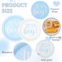 Qinyoung 218 Pcs Baby Shower Plates and Napkin Set Serve 24 Baby Boy Shower Decorations Set Includes Blue Boy Paper Plates Napkins Cups Cutlery for Gender Reveal Birthday Party