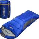 0 Degree Winter Sleeping Bags for Adults Camping (450GSM) - Temp Range (5F–32F) Portable Waterproof Compression Sack- Camping Sleeping Bags for Big and Tall in Env Hoodie: Backpacking Hiking 4 Season, Blue
