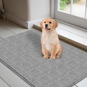 Mud Mats for Dogs Large Soft Microfiber Dog Mat for Muddy Paws Absorbent Dog Door Mat with Non Slip Backing Dog Rugs for Muddy Paws Quick Dry Mud Mat for Entry & Indoor (16"X24",Grey)