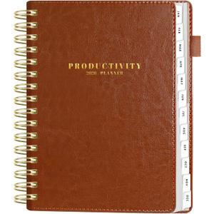 SUNEE 2026 Planner 5.9" x 8.3"  Dated Productivity Planner for Time Management - Daily,Weekly & Monthly Planner to Achieve Goals - Planner 2026 dated from January 2026  December 2026,Brown