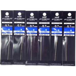 Uni 0.7mm Blue Ink Refill (SXR20007.33), for Jet Stream Prime High Grade multi ballpoint pen, 6 Pack/total 6pcs (Japan Import) [Komainu-Dou Original Package]