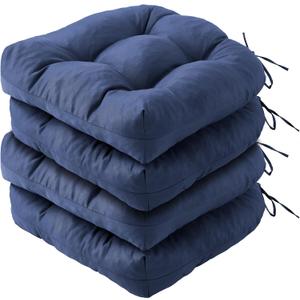 IPYNBAP Outdoor Chair Cushions Set of 4, Patio Chair Cushions with Ties, 19x19+5 Tufted Outdoor Seat Cushions, Waterproof Patio Furniture Cushions, Outdoor Dining Chair Pads, Navy, 19*19+5”/4pcs