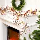 Syhood 12 ft Red Berry Garlands with Lights Artificial Lighted Valentine's Day Garlands Pre Lit Battery Operated Decors for Indoor Wedding Fireplace Mantel Table Outdoor Holiday Decors